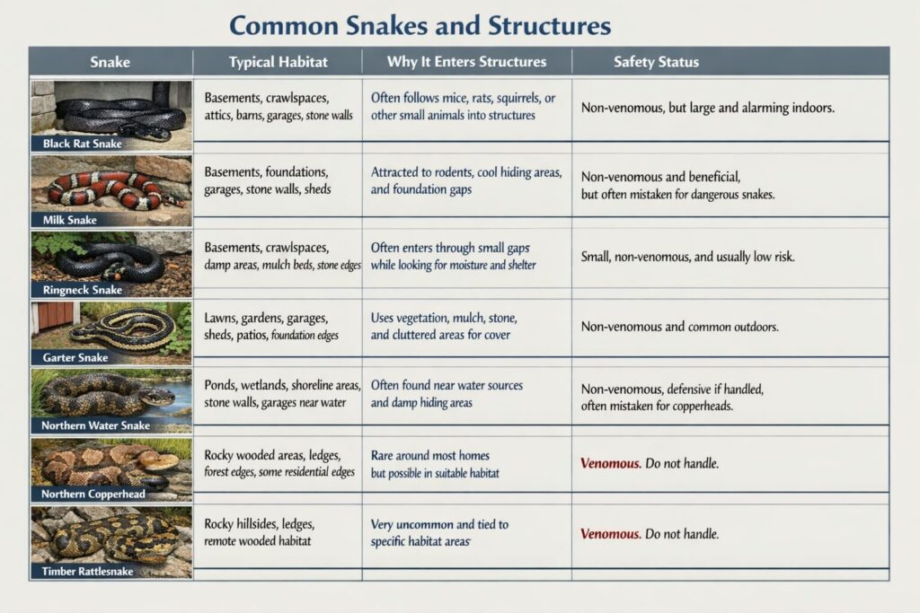 Common snakes found in CT homes